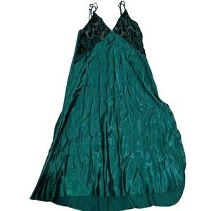 Val Mode Lingerie Vintage Night Slip Dress Green Velour Large